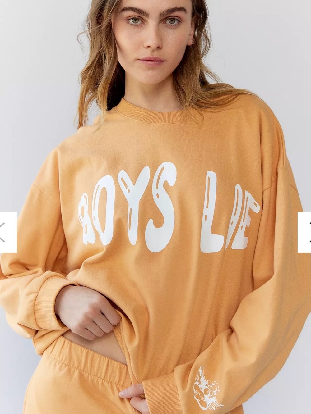 Boys Lie Redwood Crewneck Sweatshirt in Orange + White